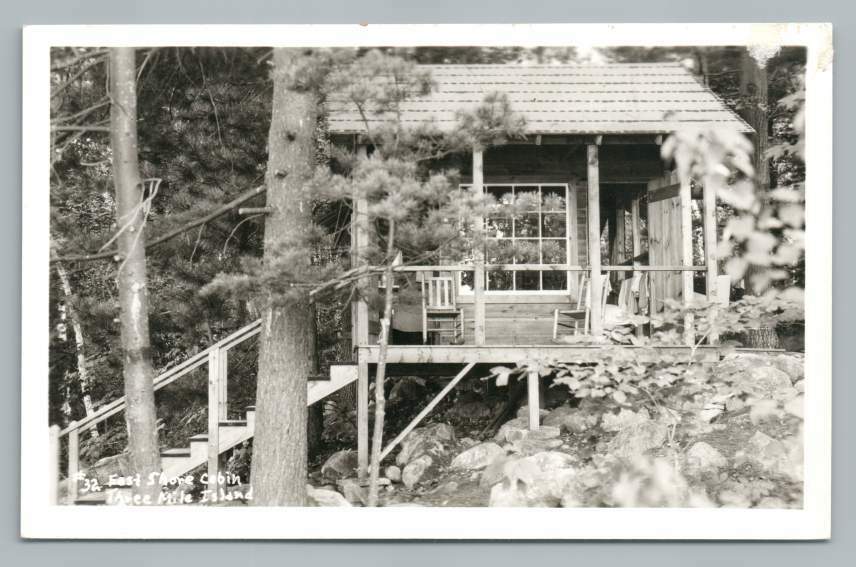 Three Mile Island~East Shore Cabin RPPC Lake Winnipesaukee Vintage Photo 1950s