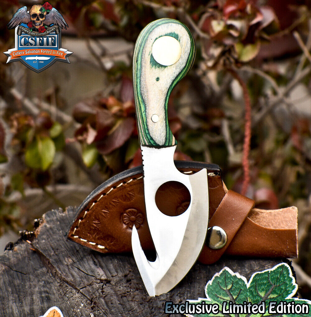 CSFIF Forged Skinner Knife w/Gut Hook AUS-10 Steel Hard Wood Hunting Bushcraft