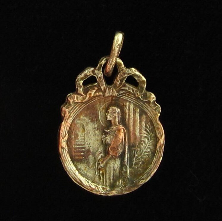Vintage Saint Philomena Medal Saint Vianney Catholic Petite Medal Small Size