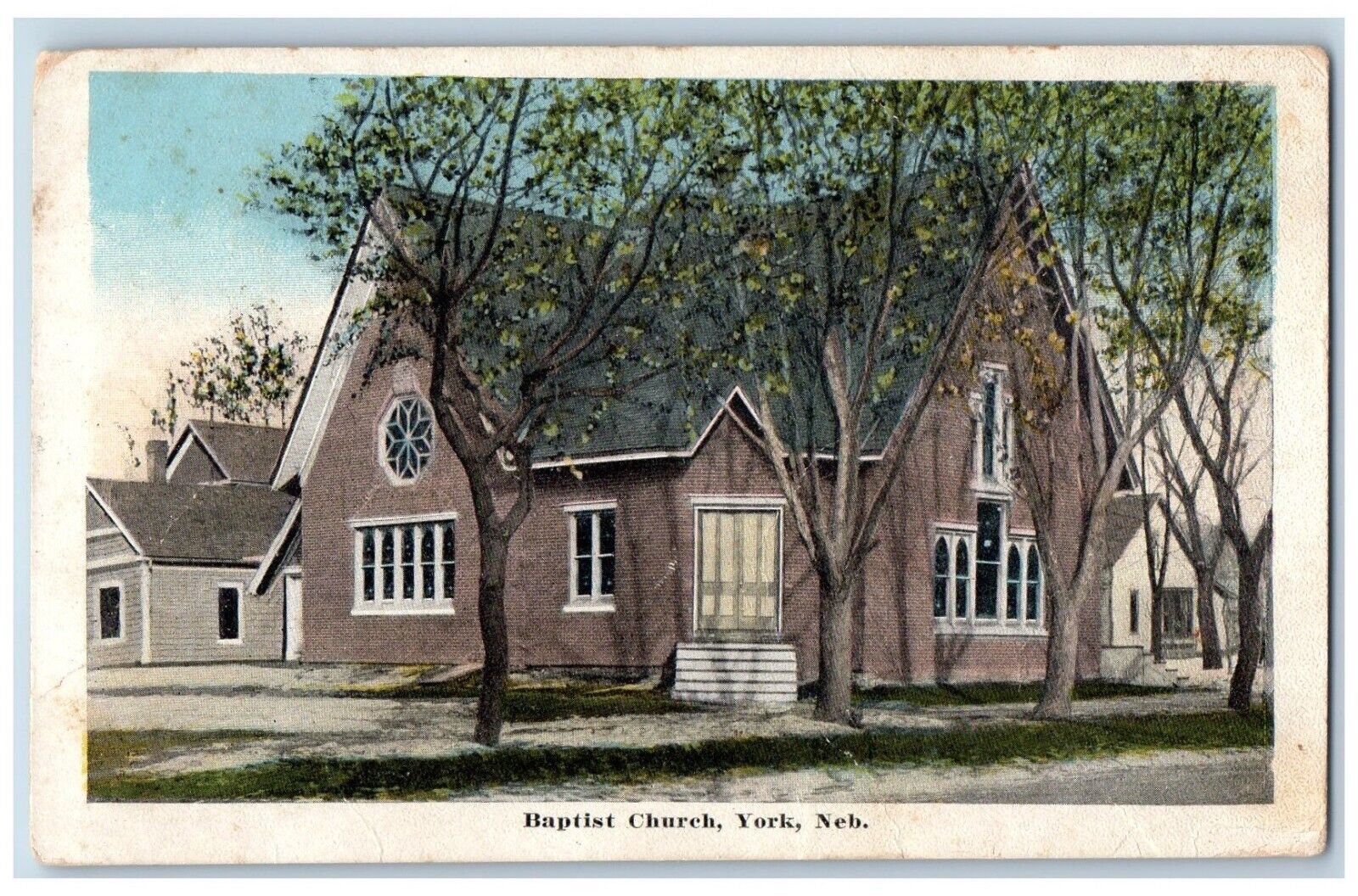 York Nebraska NE Postcard Baptist Church Exterior Building 1919 Vintage Antique