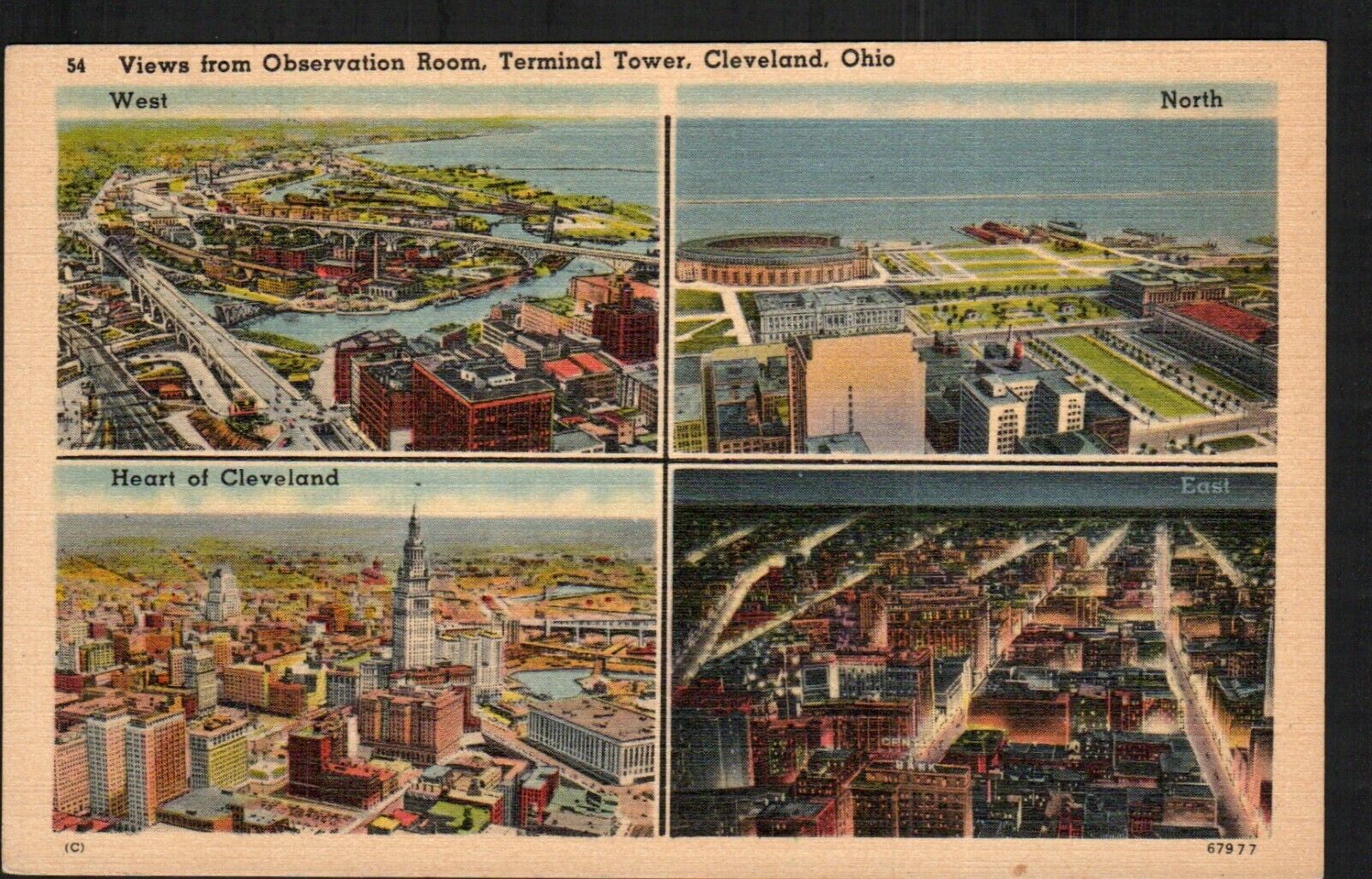Old Postcard Views from Observation Room Terminal Tower Cleveland OHIO 1920-1930
