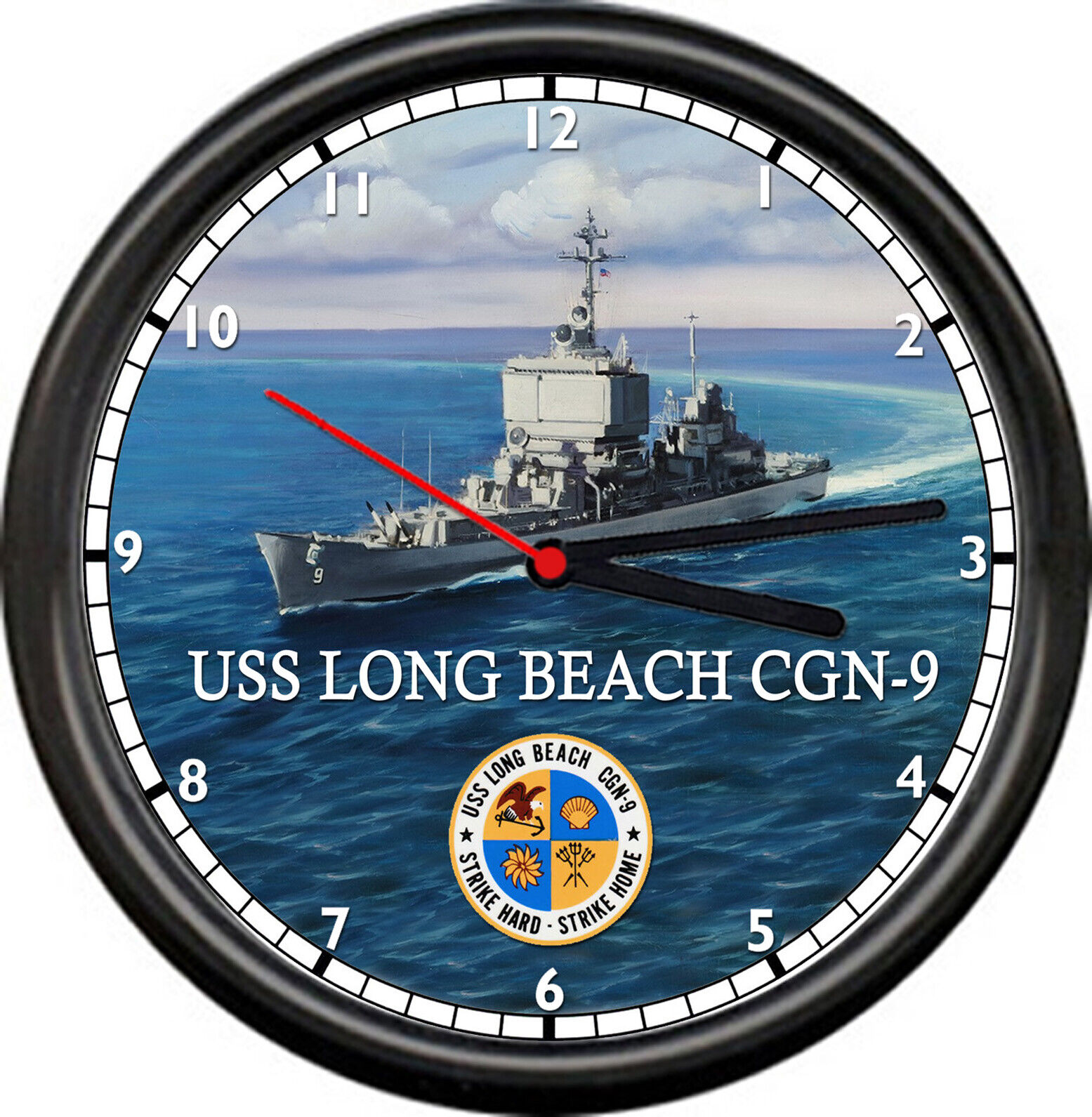 USS Long Beach (CGN-9) US Navy US Veteran Sailor Military Ship Sign Wall Clock