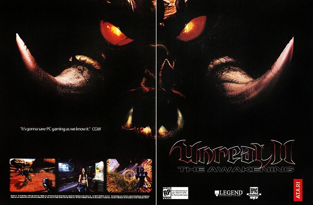 Unreal 2 PC II Awakening Original 2004 Ad Authentic Atari FPS Game Promo v1