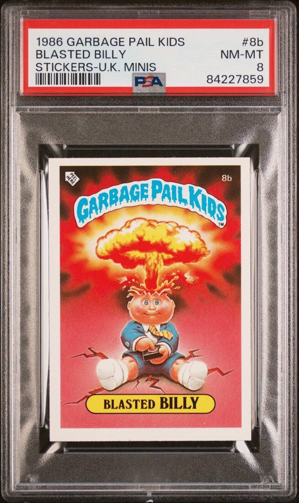 1986 Garbage Pail Kids OS1 Series 1 UK Mini BLASTED BILLY 8b Card PSA 8 NM-MT