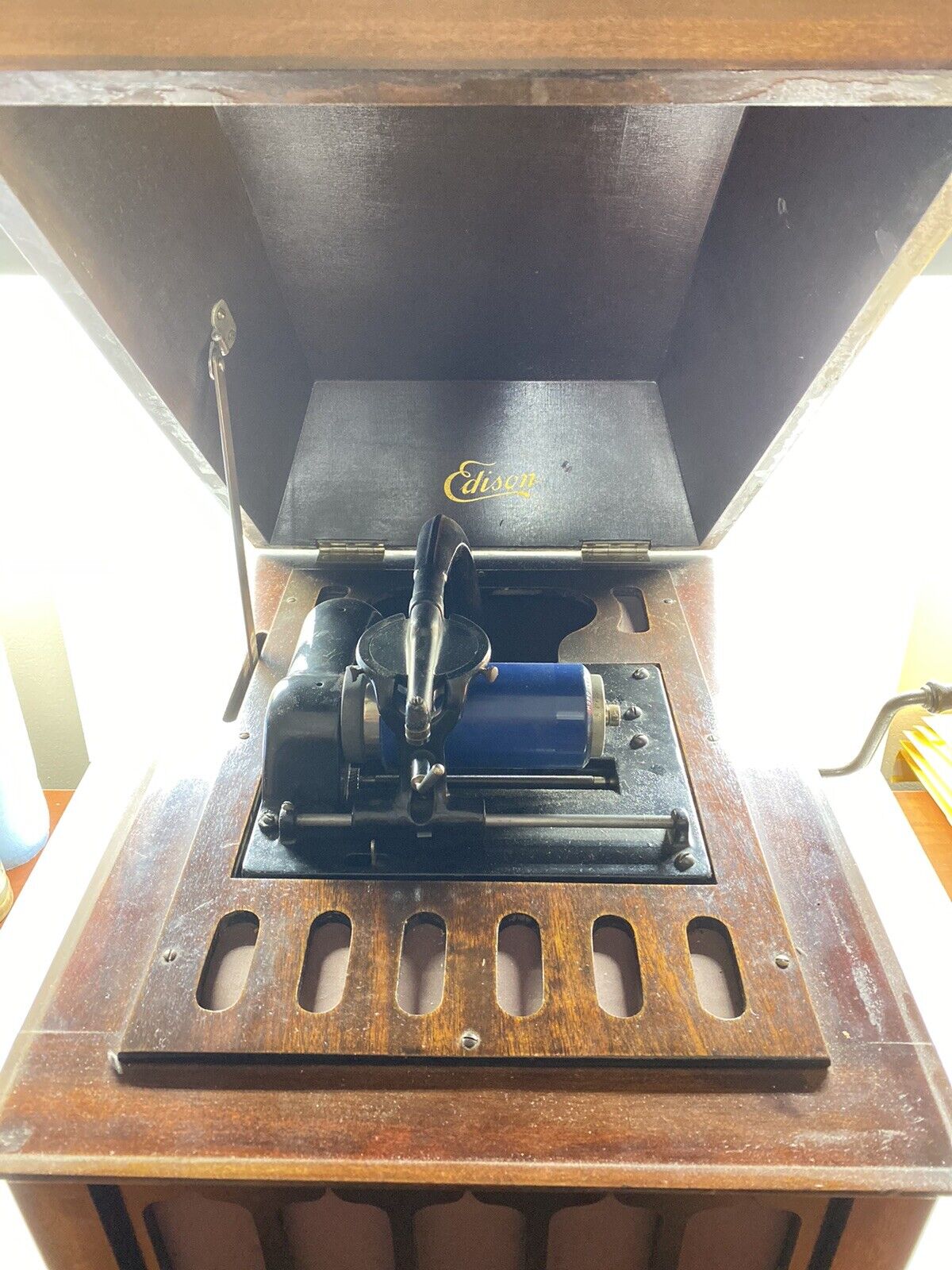 Thomas Edison Amberola 50 Phonograph Cylinder Record Player Works Great LocalPU