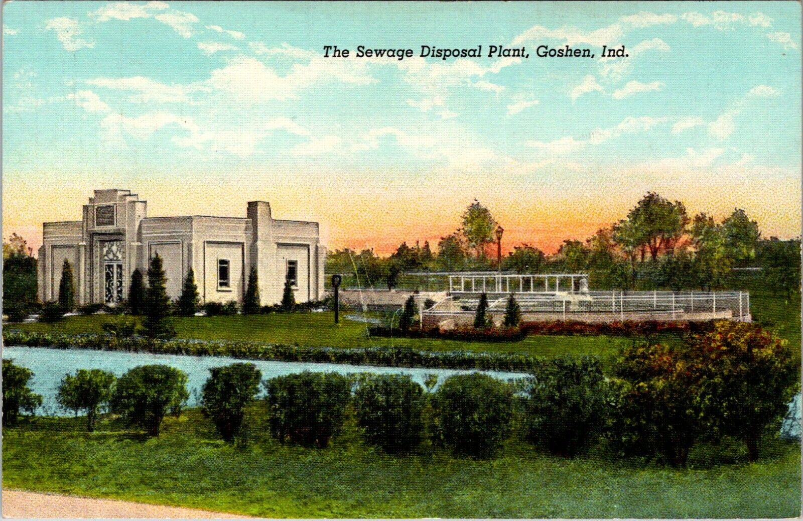 Postcard Goshen IN Sewage Disposal Plant