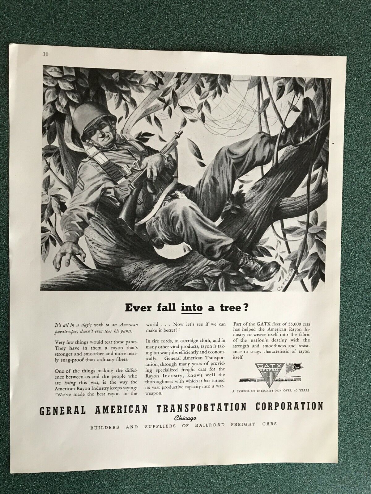 Paratrooper Entangled in a Tree  WWII Ad
