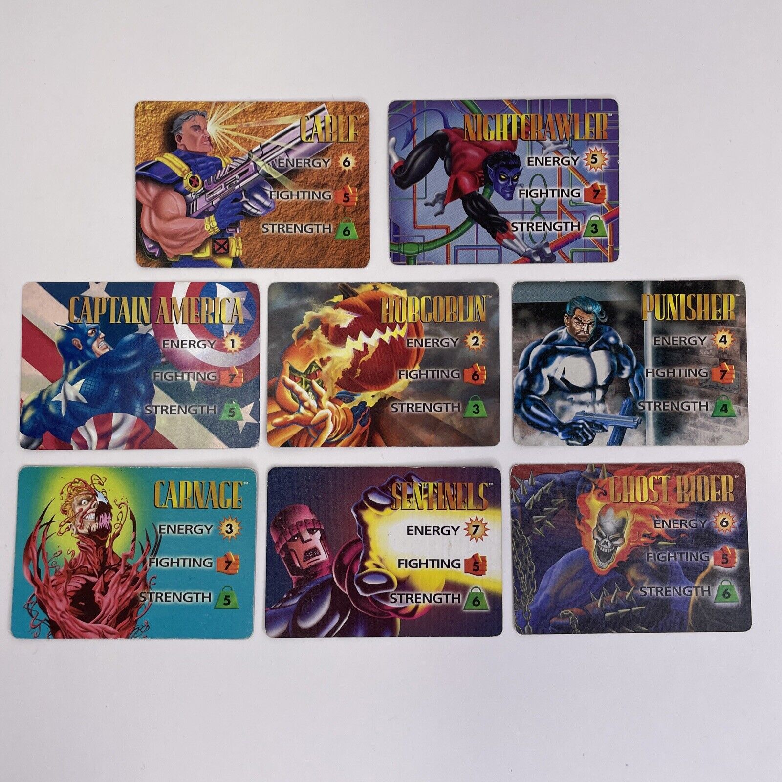 Marvel Overpower 1995 Fleer Hero Character Card Lot 8 Classic Rare Cards