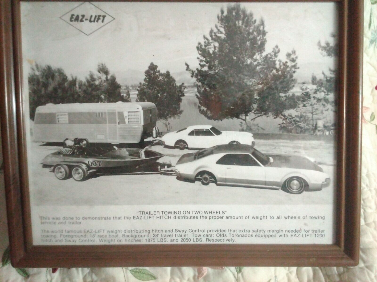 EAZ-LIFT Photo Advertisement with Oldsmobile Toronados  Framed 8x10 Vintage
