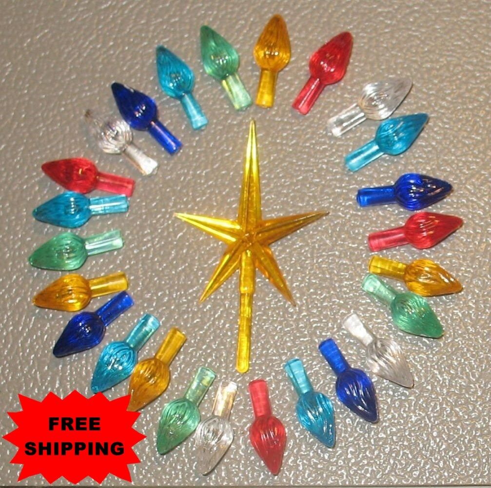 25 Ceramic Christmas Tree Med/Large Twist Light Bulbs YELLOW Star  *FREE SHIP*