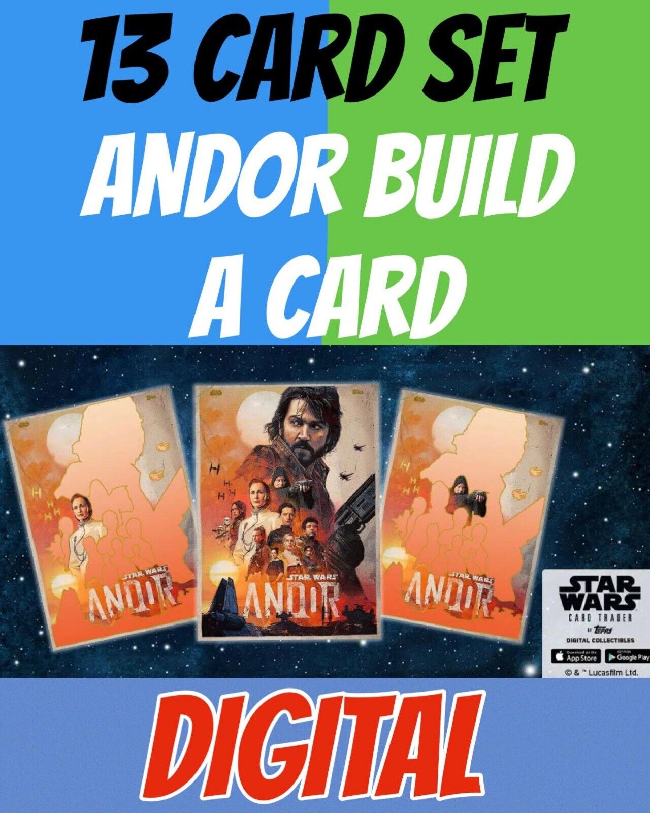Andor Build a Card Pieces/Full Poster Award 13 Card Set Topps Star Wars Trader