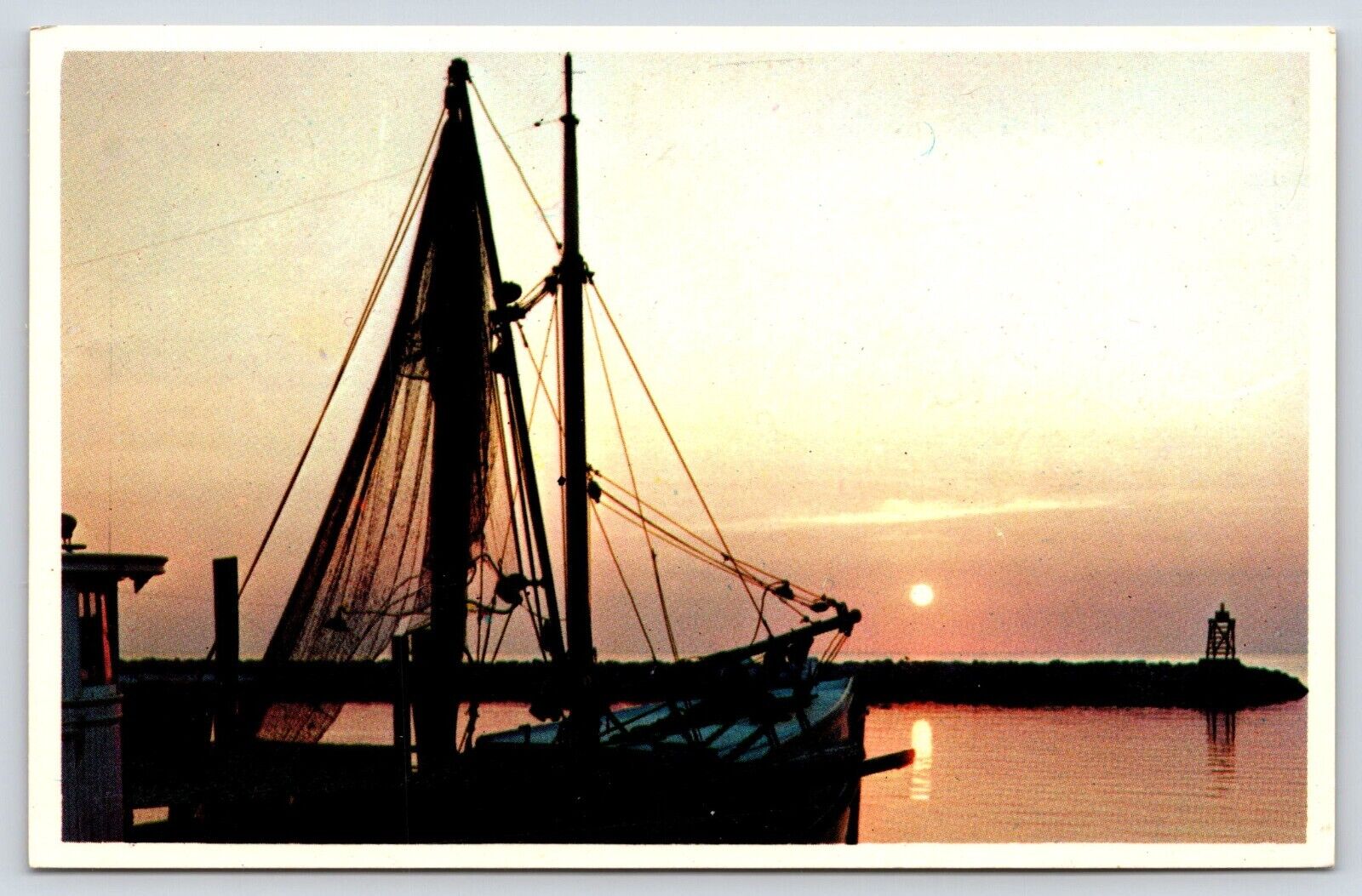 Massachusetts Cape Cod Fishing Fleet at Dusk  Vintage Postcard