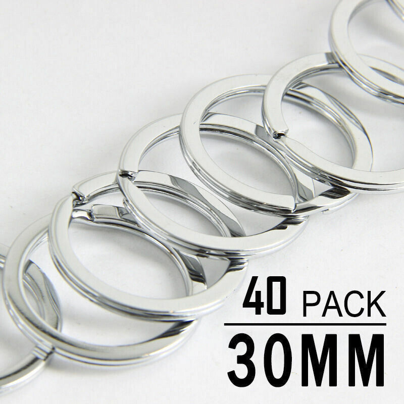 40pcs Round Key Ring 30mm Rustproof Split Ring Keychain Stainless Steel
