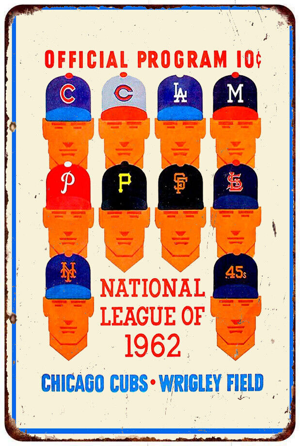 1962 Vintage Chicago Cubs Program Cover Vintage Look Reproduction metal sign