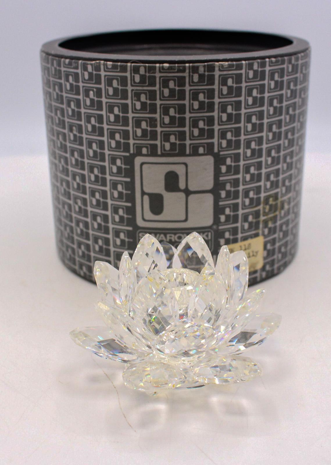 Swarovski Crystal Lotus Flower Bloom Candle Holder 7600NR124