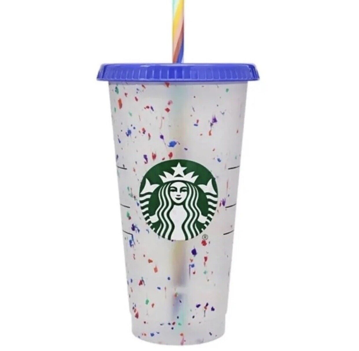 New Starbucks Confetti Color Changing Cup Rainbow Straw Pride Summer 2020
