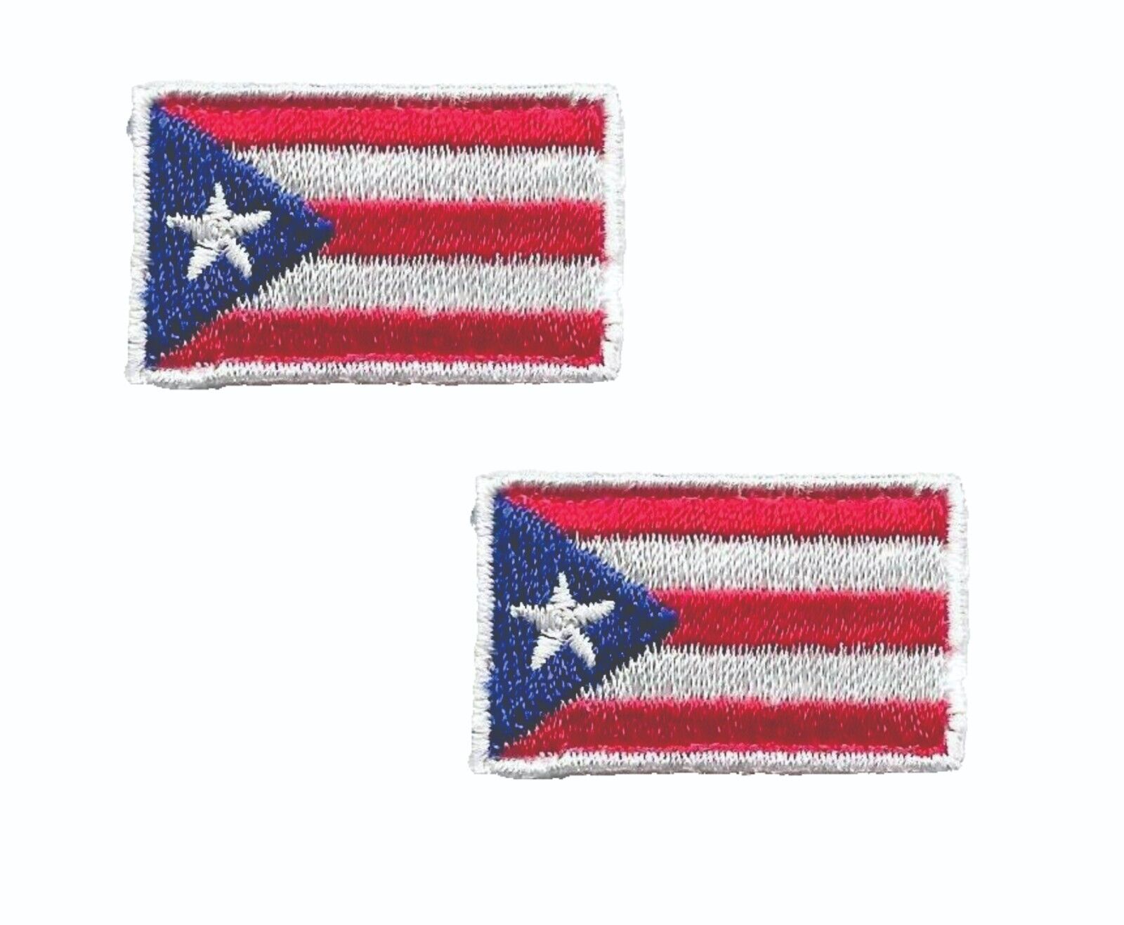 Small Puerto Rico Flag Patch Lot of 2 Embroidered Fits VELCRO® BRAND Fasteners