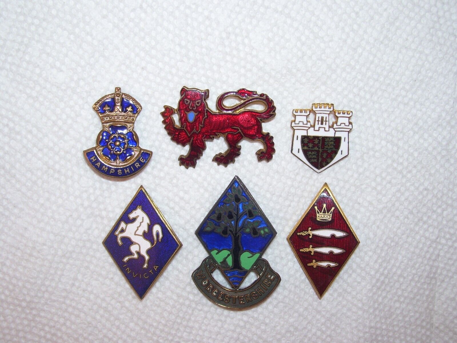 6 GIRL GUIDES COUNTY BADGES PINS LOT SURREY MIDDLESEX KENT DORSET  HAMPSHIRE