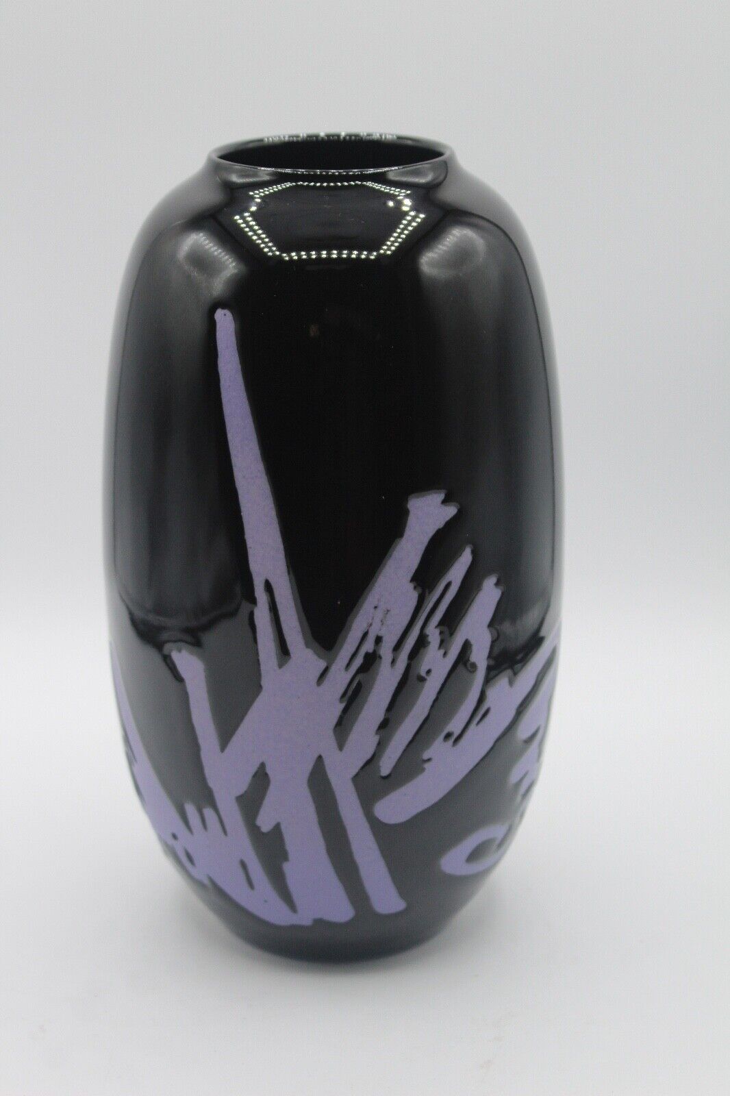 Vintage 1980\'s Andrea by Sadek Abstract Purple & Black Vase Made in Japan