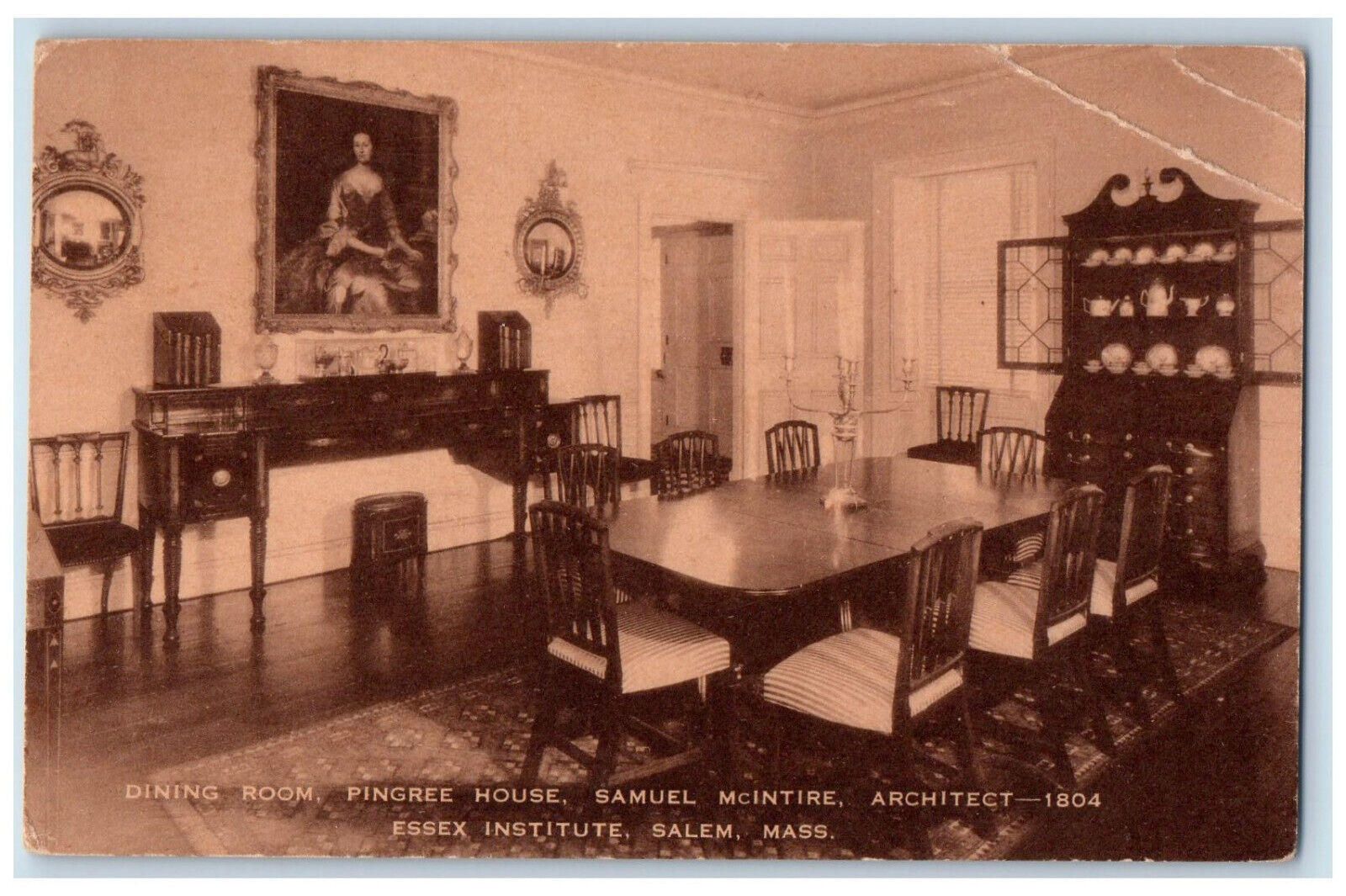 c1940's Dining Room Portrait Furniture Salem Massachusetts MA Postcard