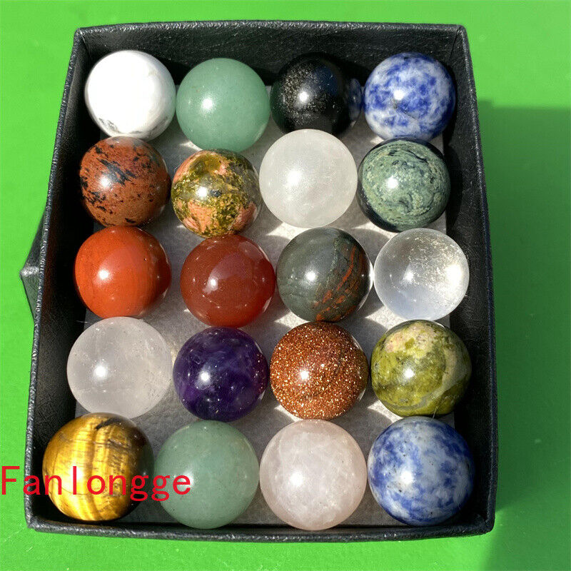 20pcs Wholesale Mixed Natural Ball Quartz Crystal Sphere Reiki healing 15mm+ box