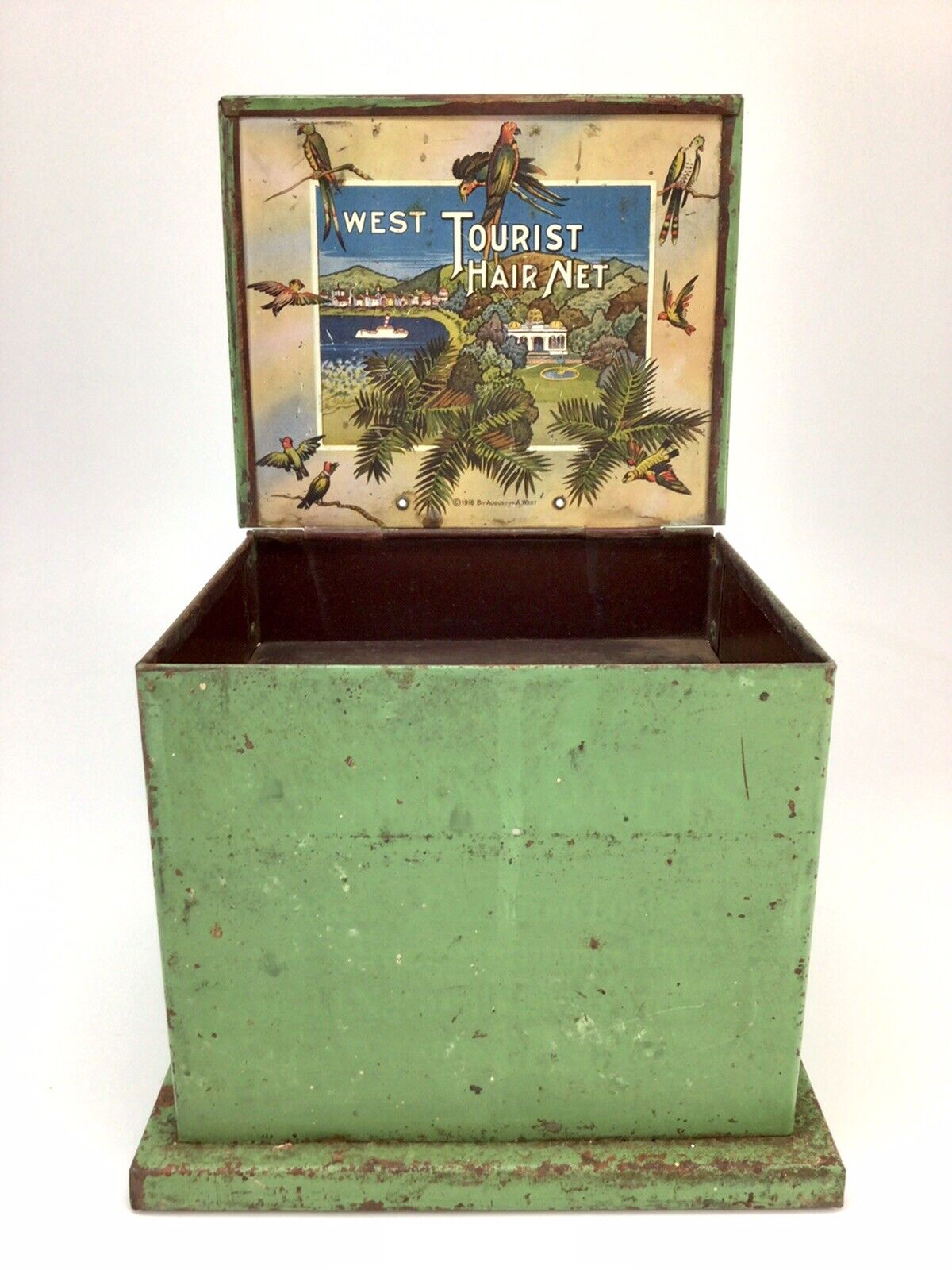 Advertising Countertop General Store Display West Tourist Hair Nets Tin Antique