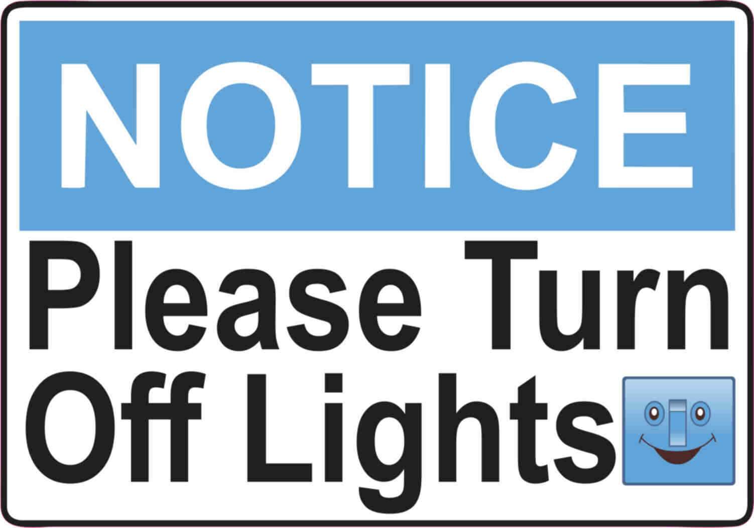 5x3.5 Blue Notice Please Turn Off Lights Sticker Vinyl Door Sign Stickers Signs
