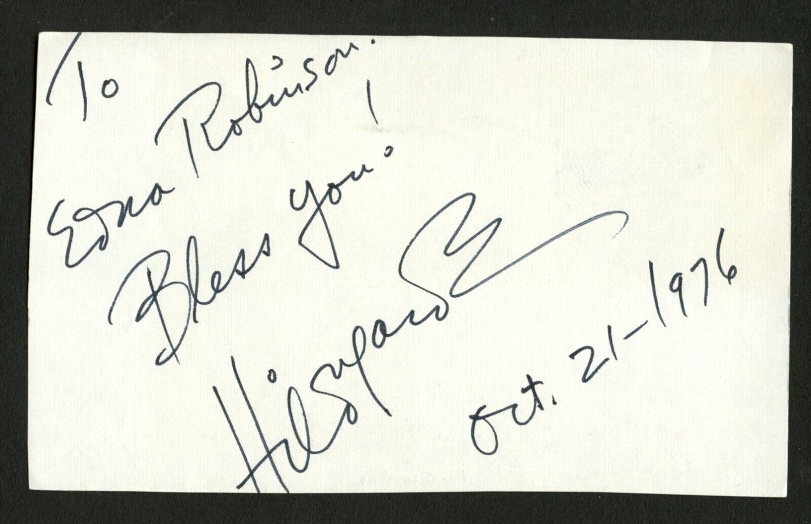 Hildegarde Loretta Sell d.2005 signed autograph auto 3x5 cut Cabaret Singer C286