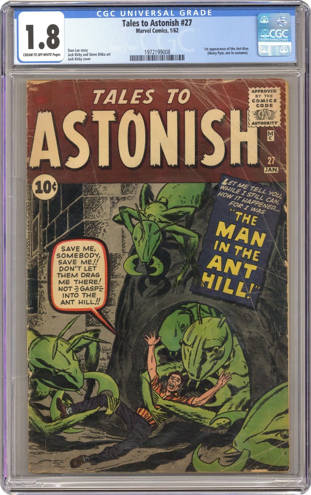 Tales to Astonish #27 CGC 1.8 1962 1972199008 1st app. Ant-Man