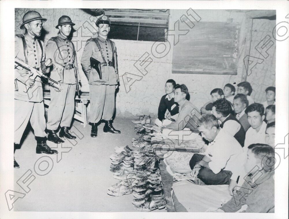 1955 Sao Paulo Brazil Troops Guard Over Japanese Suicide Battalion Press Photo