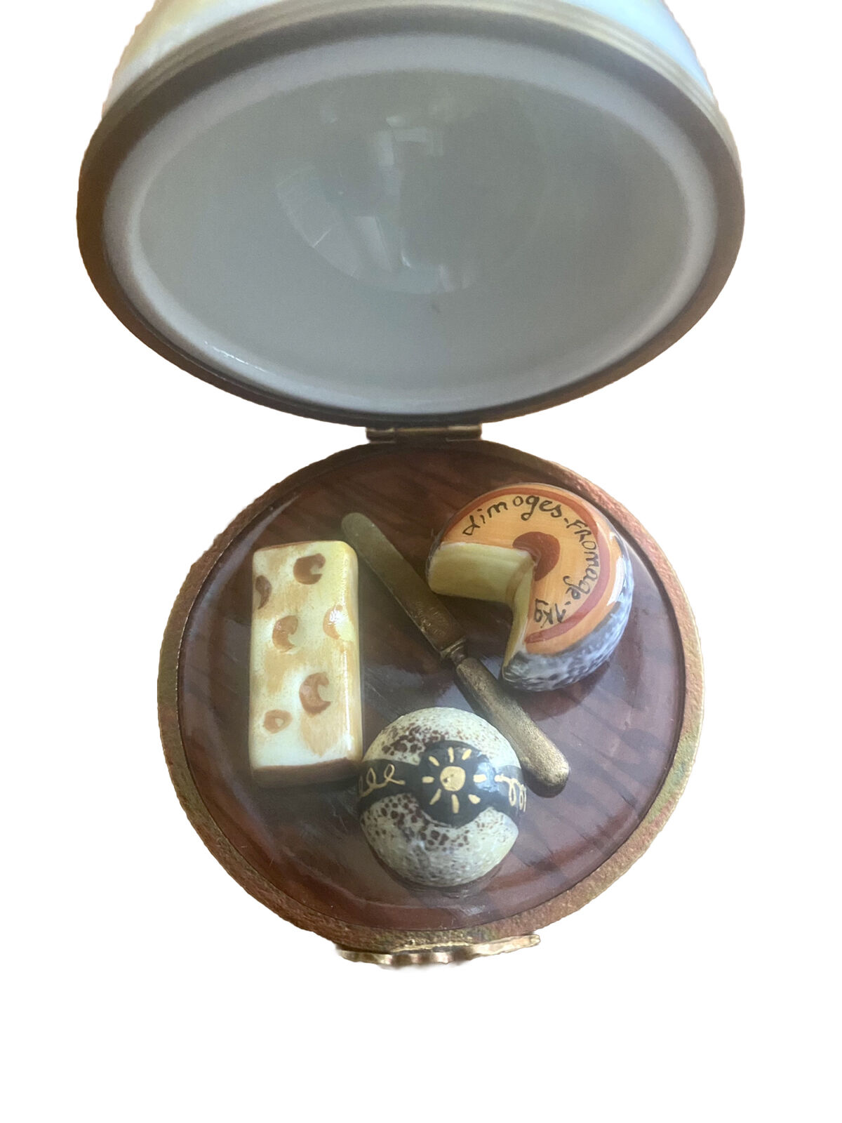 LIMOGES FRANCE BOX - ROCHARD - DOMED CHEESE PLATTER - THREE CHEESES & KNIFE