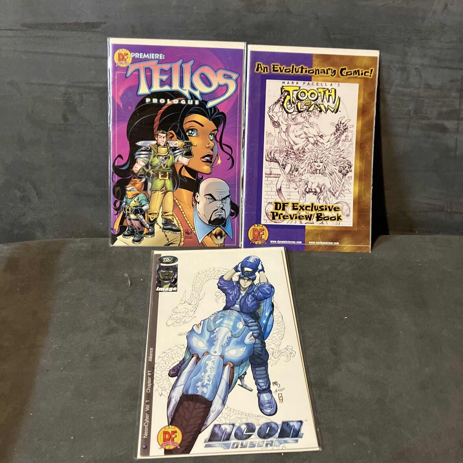 DF Preview Comic Lot of 3 Tooth And Claw Neon Cyber And Tellos In Bags