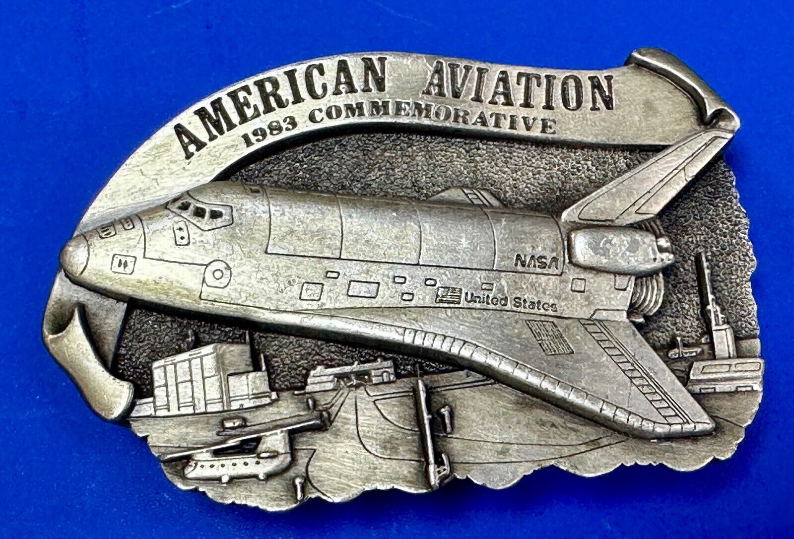 1983 American Aviation Commemorative Plane Pilots belt buckle by Arroyo Grande