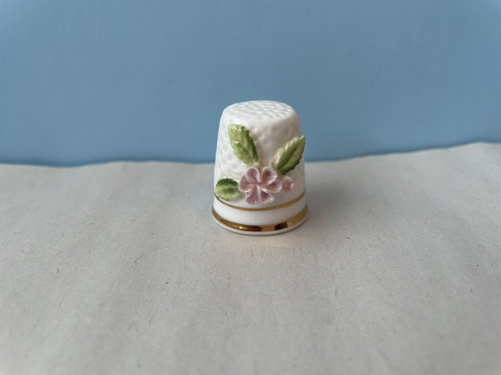 Vintage Thimble Porcelain Flower of the month January Carnation circa 1970s