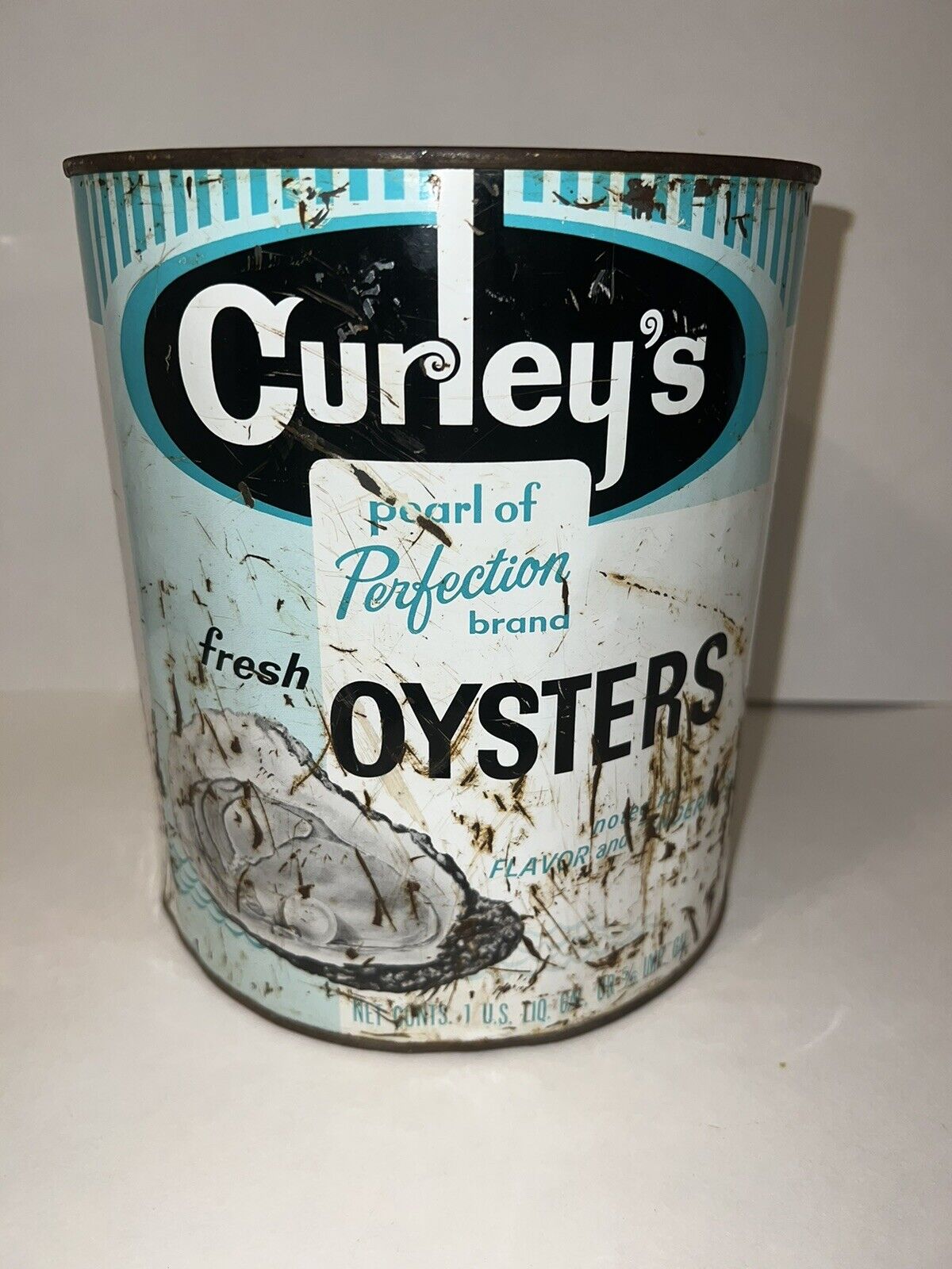 Curley\'s Oyster can Colonial Beach Va. One gallon Antique And Very Rare