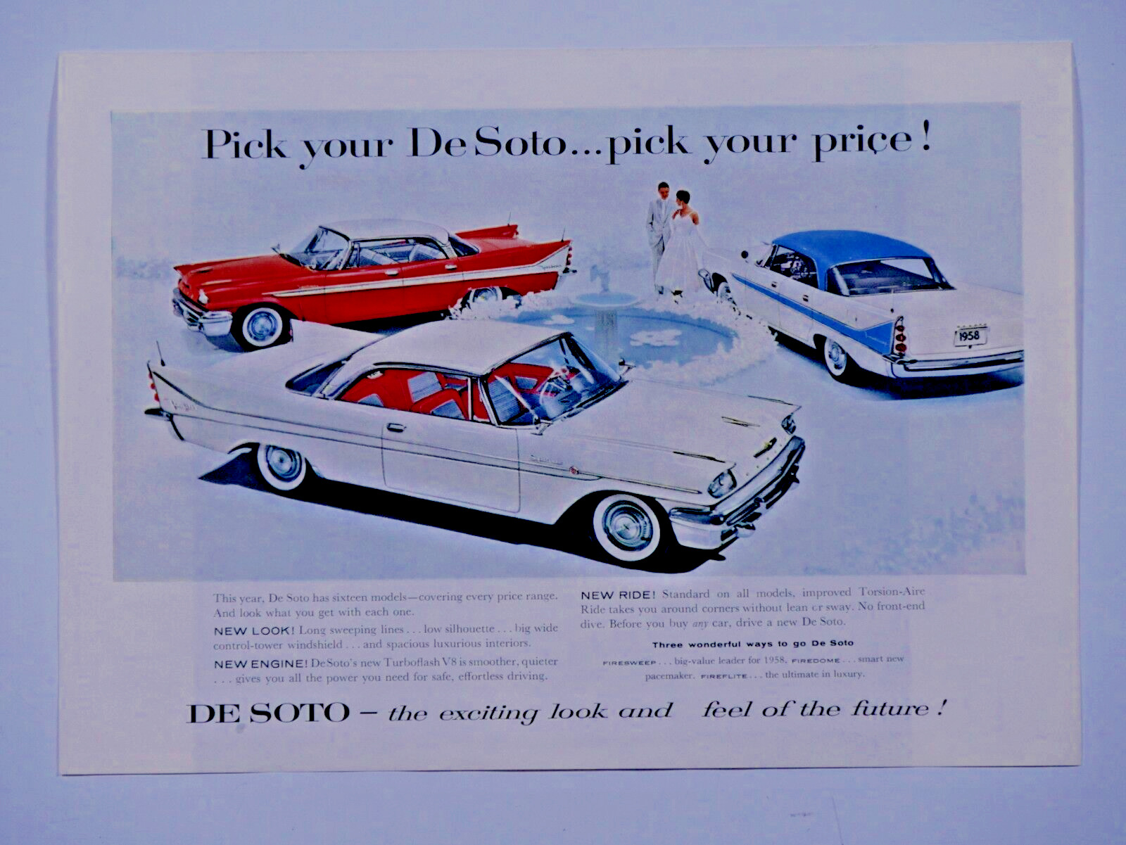 1958 De Soto Vintage Pick Your Price Original Print Ad 8.5 x 11 \
