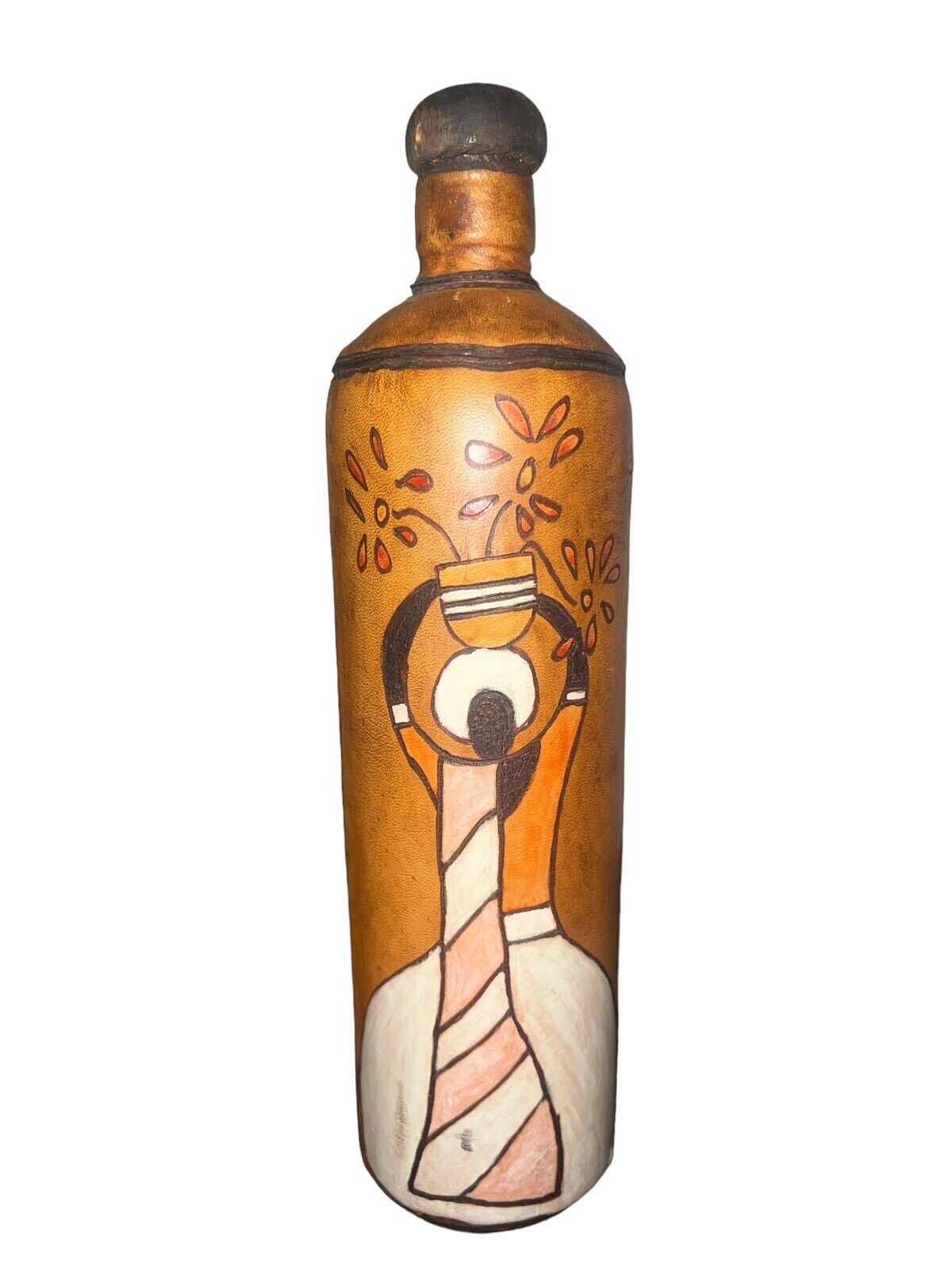 Vintage Leather Wrapped Brazilian Wine  Decanter, Wine Bottle, Carafe