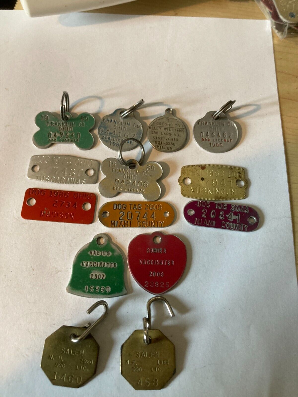 LOT OF 10 OHIO AND 2 N.H. DOG 2 RABIES VACS.TAGS