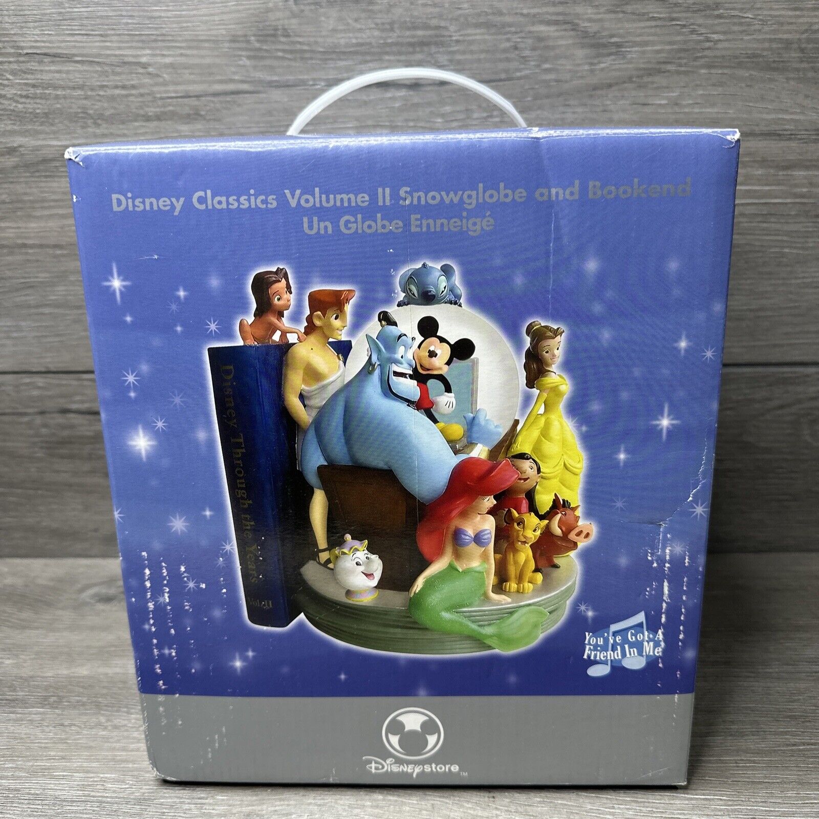 Disney Classics Vol 2 Through the Years Musical Snow Globe Bookend Brand New