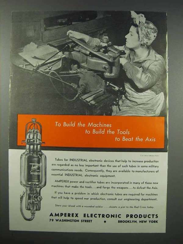 1943 Amperex Electronic Tubes Ad - Beat the Axis