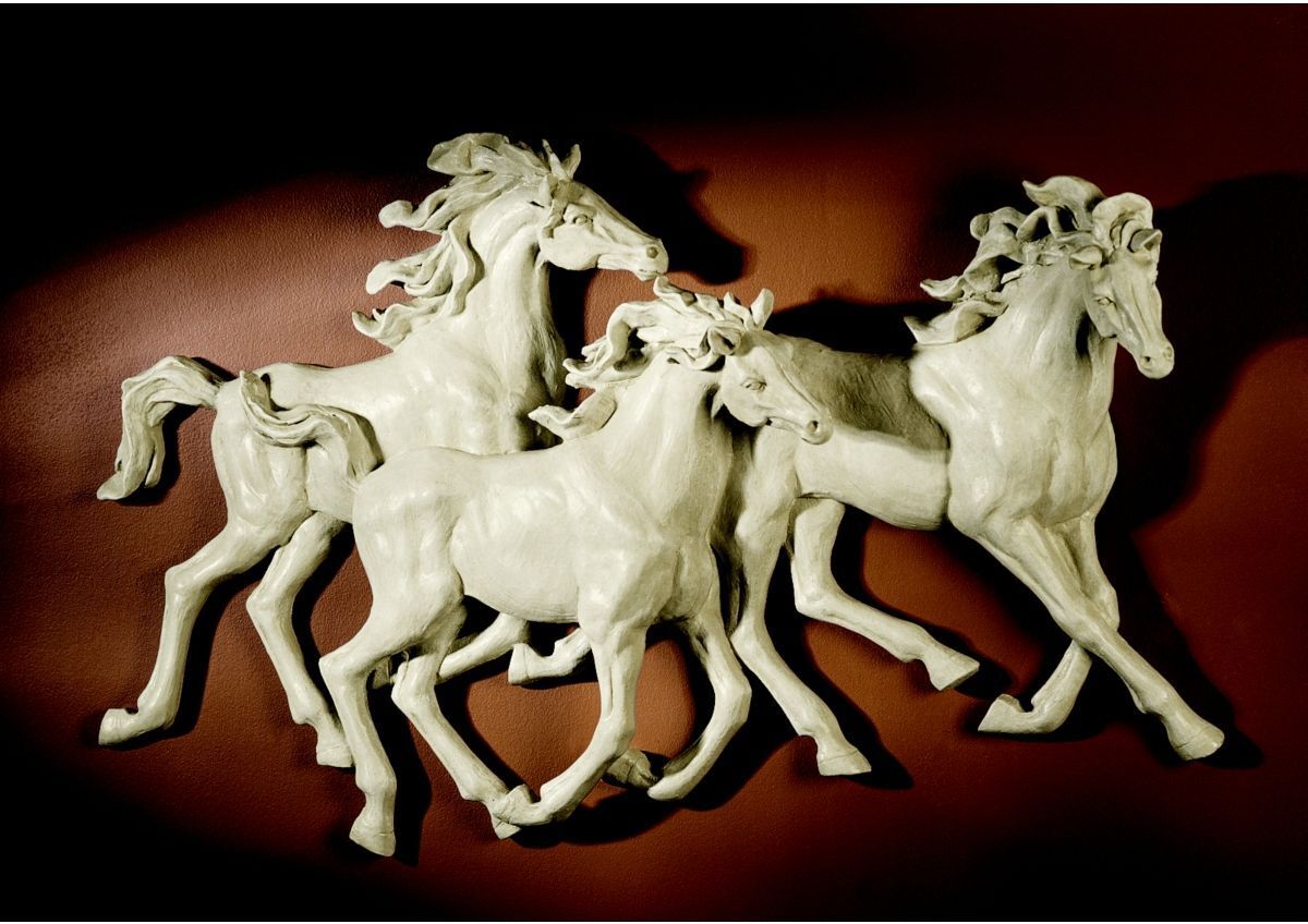 Iberian Legend Three Stylized Spanish Galloping Stallions Wild Horses Wall Decor
