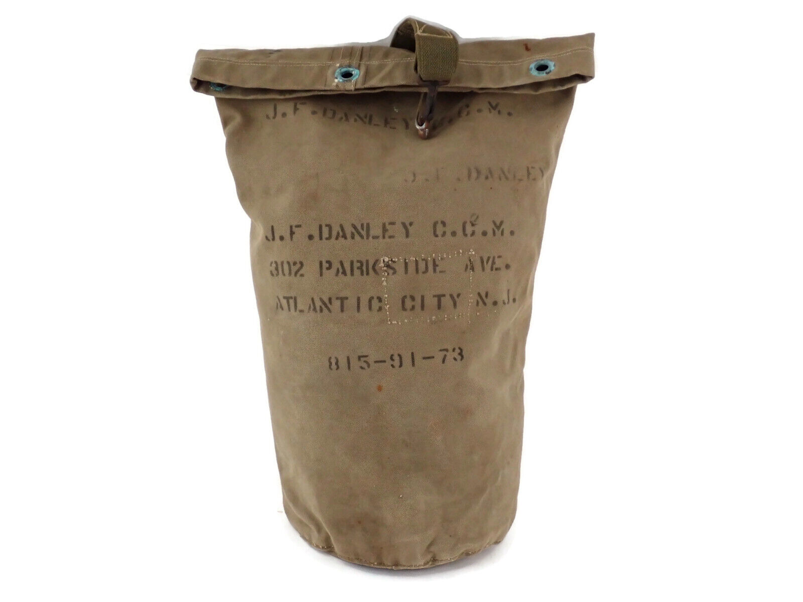 WWII Military WAC Nurse Duffle or Laundry Bag w/Stenciled Name & Address AC NJ