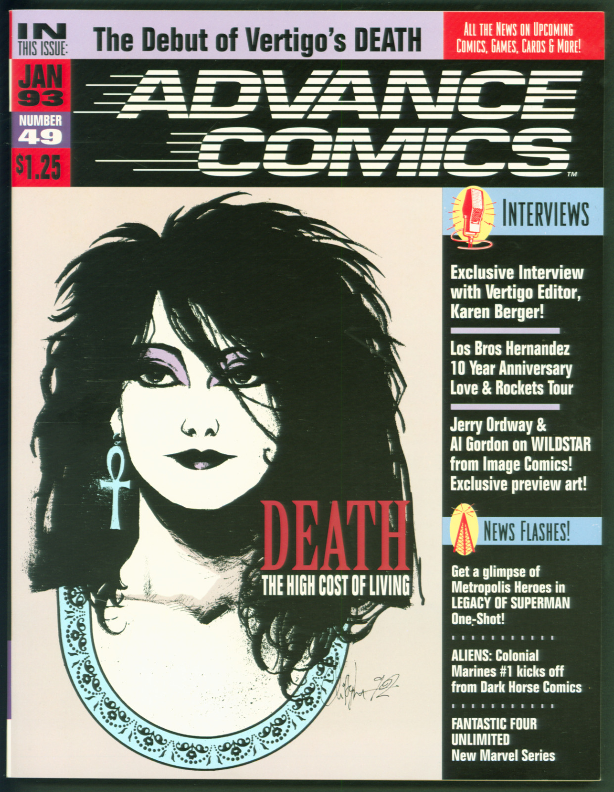 VTG 1993 Advance Comics #49 Vertigo Comics Death Cover