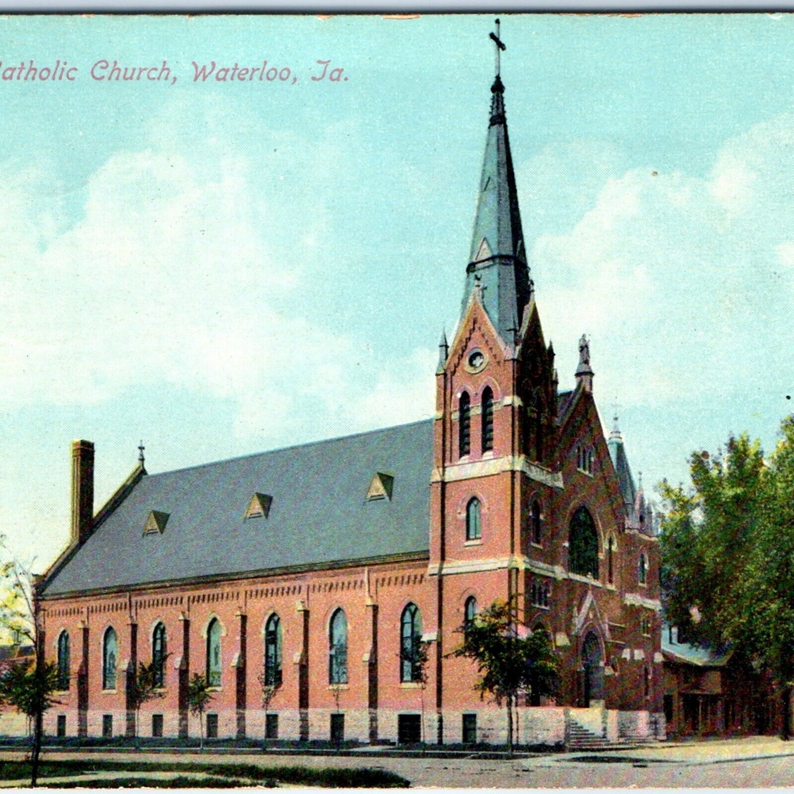 c1910s Waterloo, IA St. Joseph's Catholic Church Chapel Litho Photo Postcard A61