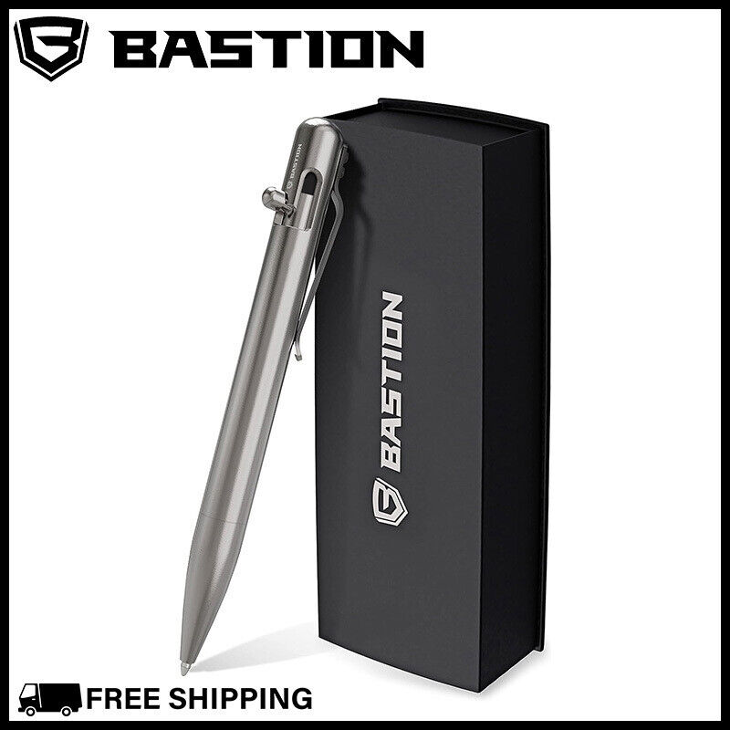 BASTION BOLT ACTION PEN TITANIUM Executive Luxury Metal Ballpoint EDC Fine Pens