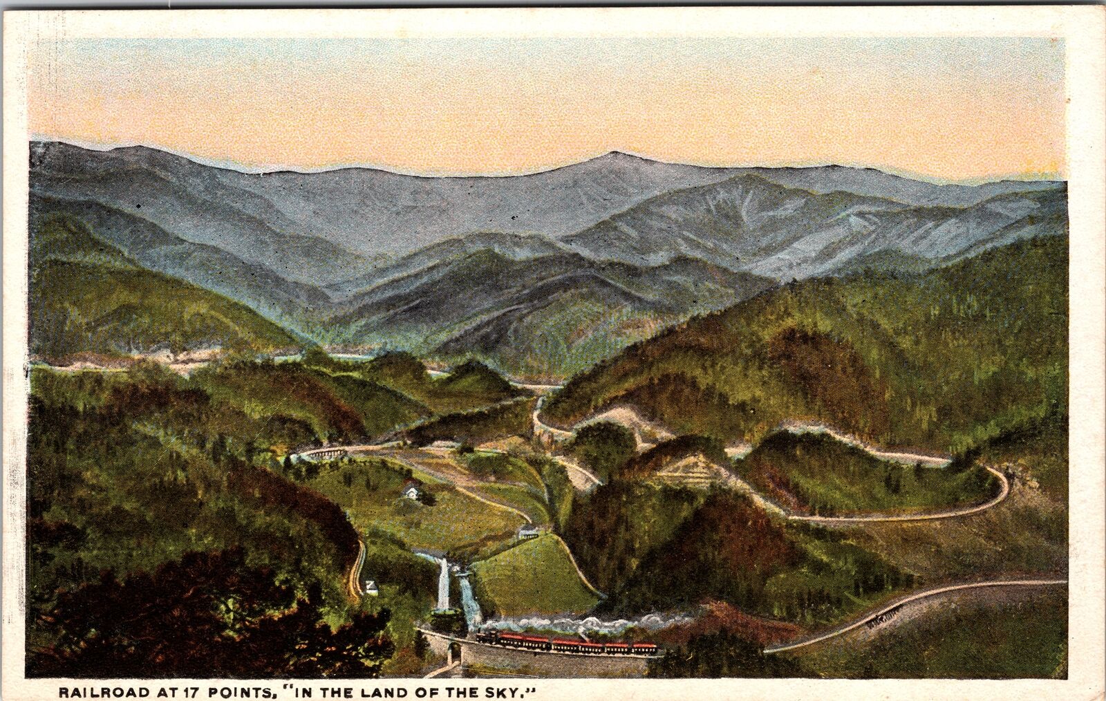Road At 17 Points NC-North Carolina, Scenic View Vintage Souvenir Postcard