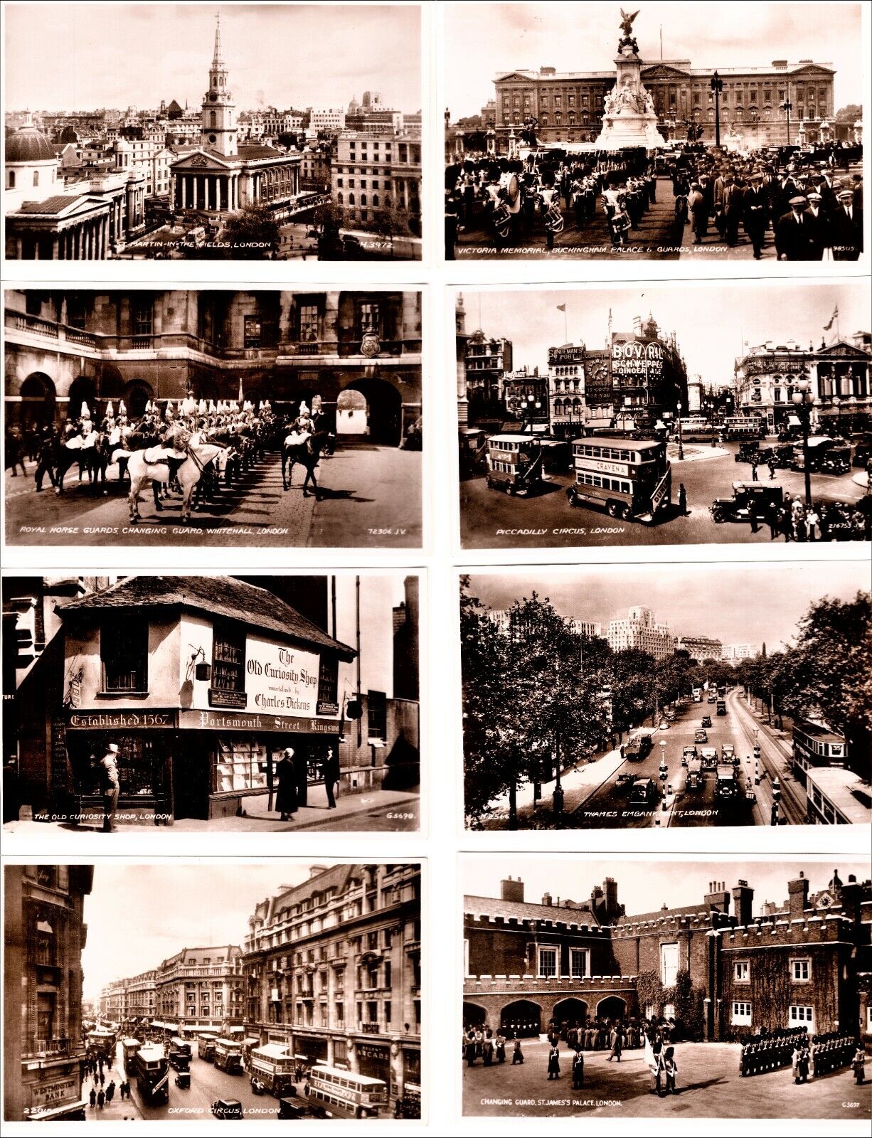 19 REAL PHOTOGRAPH POST CARDS, LONDON, ENGLAND, CIRCA 1930 RPPC VALENTINE & SONS