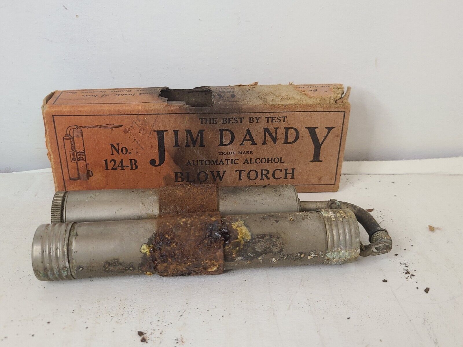 Antique Jim Dandy automatic alcohol No 124-b Blow Torch W/Original Box