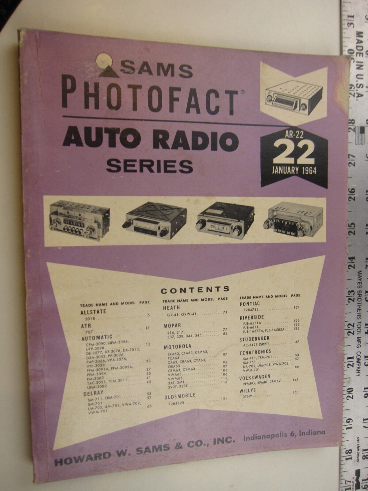 SF January 1964 Sams Photofact   AUTO RADIO Series AR-22 BIS