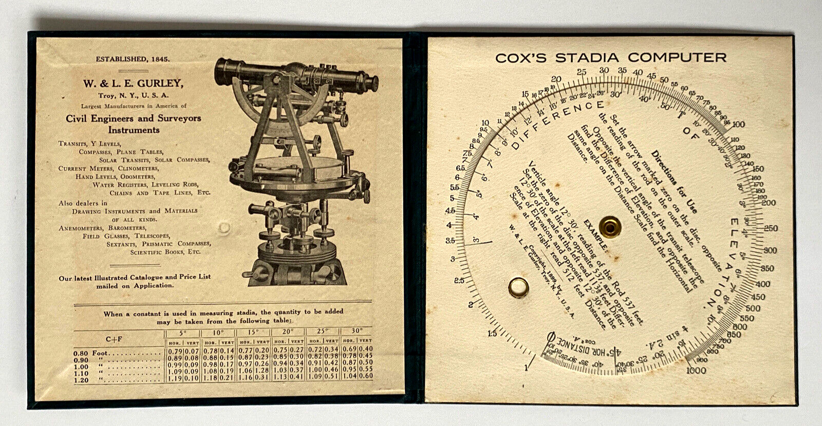 1899 Stadia Computer Circular Slide Rule EARLY USE OF WORD COMPUTER